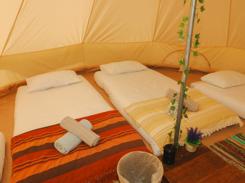 Cosy Beds inside a Glamping Bell Tent at the Drum Estate